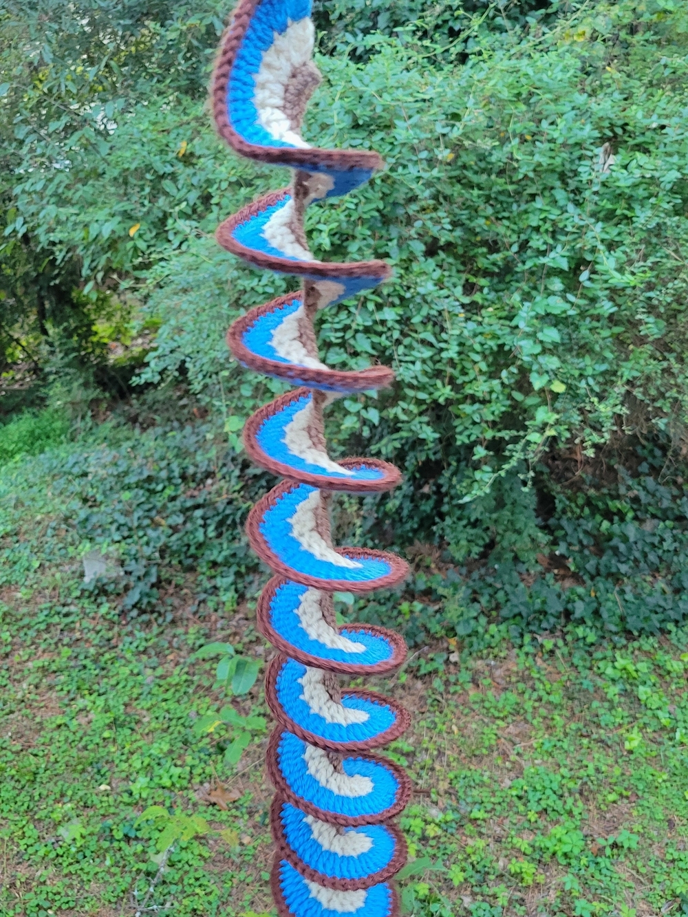 Handmade Windspinner - Blue, Brown, Cream With Beads For Weights